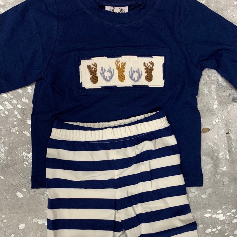 Deer smocked pant set